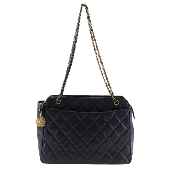 CHANEL Black Caviar Leather Shoulder Bag - Picture 1 of 10